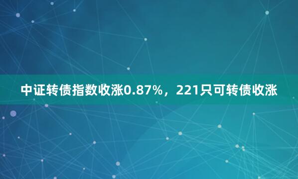 中证转债指数收涨0.87%，221只可转债收涨