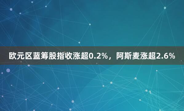 欧元区蓝筹股指收涨超0.2%，阿斯麦涨超2.6%