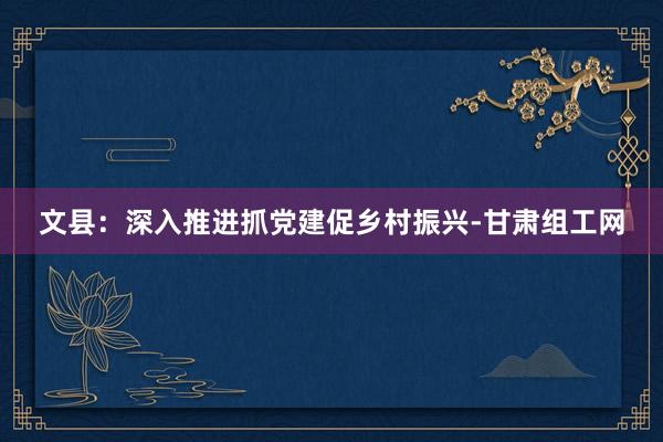 文县：深入推进抓党建促乡村振兴-甘肃组工网