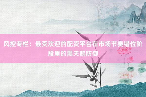风控专栏：最受欢迎的配资平台在市场节奏错位阶段里的黑天鹅防御
