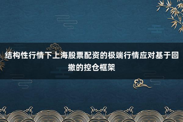 结构性行情下上海股票配资的极端行情应对基于回撤的控仓框架