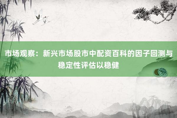 市场观察：新兴市场股市中配资百科的因子回测与稳定性评估以稳健