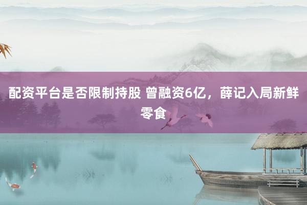 配资平台是否限制持股 曾融资6亿，薛记入局新鲜零食