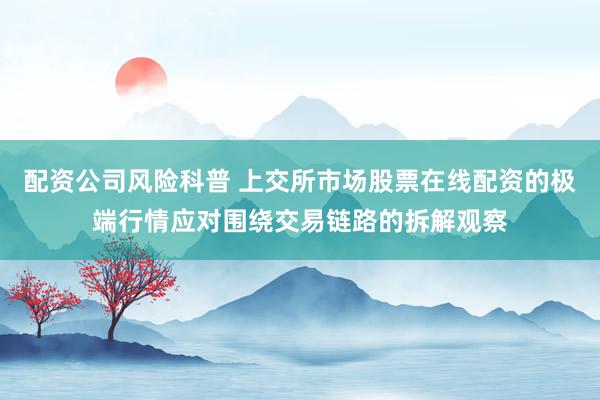 配资公司风险科普 上交所市场股票在线配资的极端行情应对围绕交易链路的拆解观察