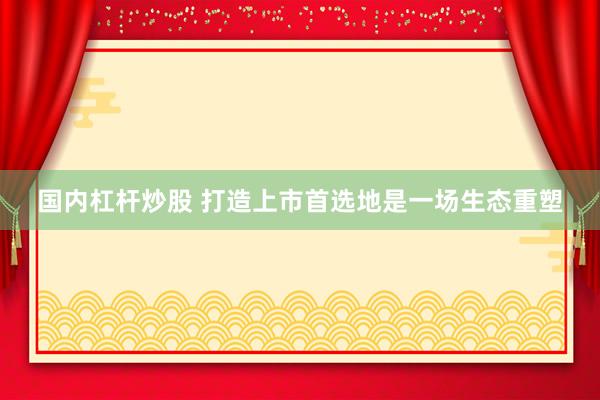 国内杠杆炒股 打造上市首选地是一场生态重塑