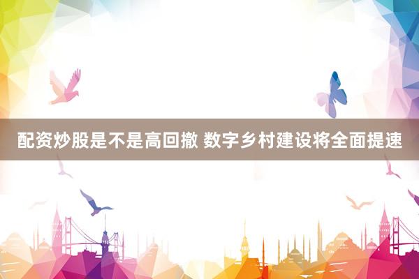 配资炒股是不是高回撤 数字乡村建设将全面提速