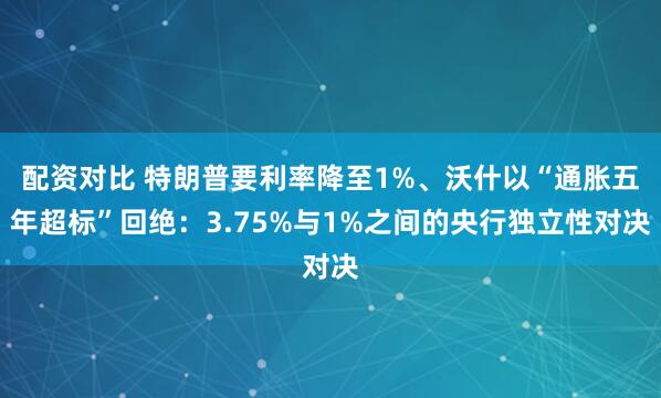 配资对比 特朗普要利率降至1%、沃什以“通胀五年超标”回绝：3.75%与1%之间的央行独立性对决
