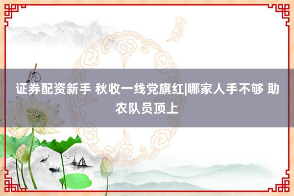 证券配资新手 秋收一线党旗红|哪家人手不够 助农队员顶上